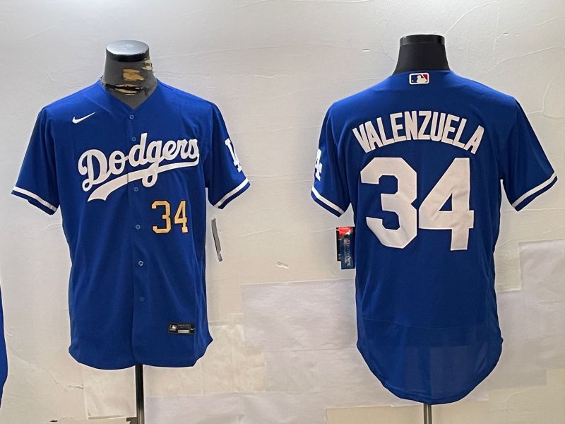 Men Los Angeles Dodgers #34 Valenzuela Blue Elite 2024 Nike MLB Jersey style 12163